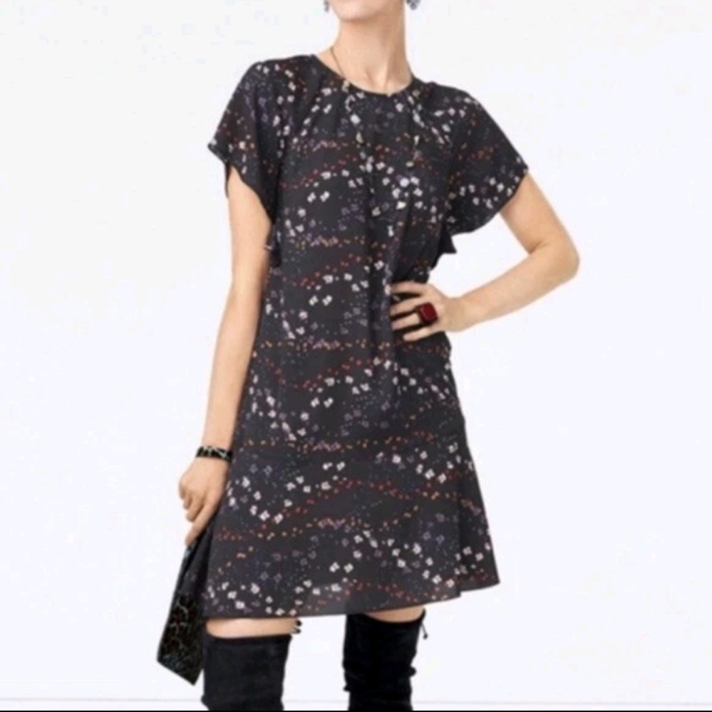 Cabi Multicolor Floral Zadie Muse Flutter Sleeve Style 3828 Dress Size Large